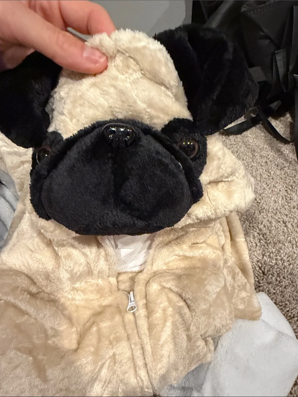 Kids L/XL or women Xs/S 3 Plush Hooded One-Piece Loungewear pug Dalmatian cat